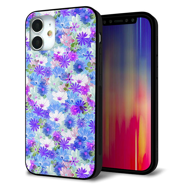 Rakuten - iPhone12 mini ケース カバー スマホケース 背面 ガラス TPU ガラプリ 【リバティプリント プレスドフラワー ブルー】 MMLM