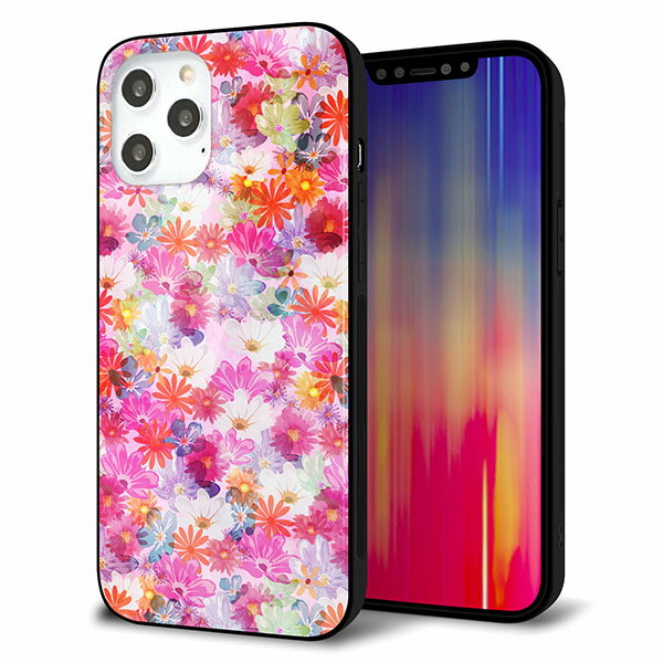 Rakuten - iPhone12 Pro Max ケース カバー スマホケース 背面 ガラス TPU ガラプリ 【リバティプリント プレスドフラワー ピンク】 MMLM