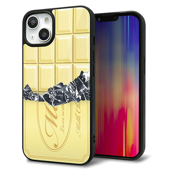 Rakuten - iPhone13 ケース カバー 背面 ガラス TPU デザイン ガラプリ 【553 板チョコ-ホワイト】 印刷 光沢 MMLM