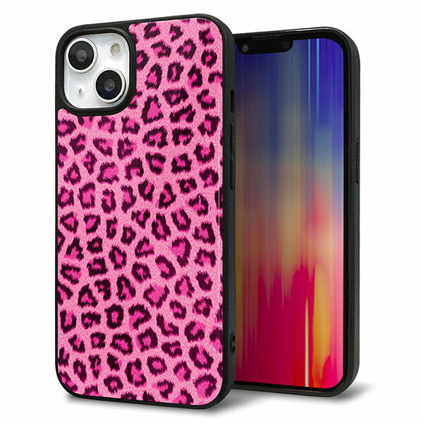 乐天商城 - iPhone13 ケース カバー 背面 ガラス TPU デザイン ガラプリ 【1066 ヒョウ柄ベーシックSピンク】 印刷 光沢 MMLM