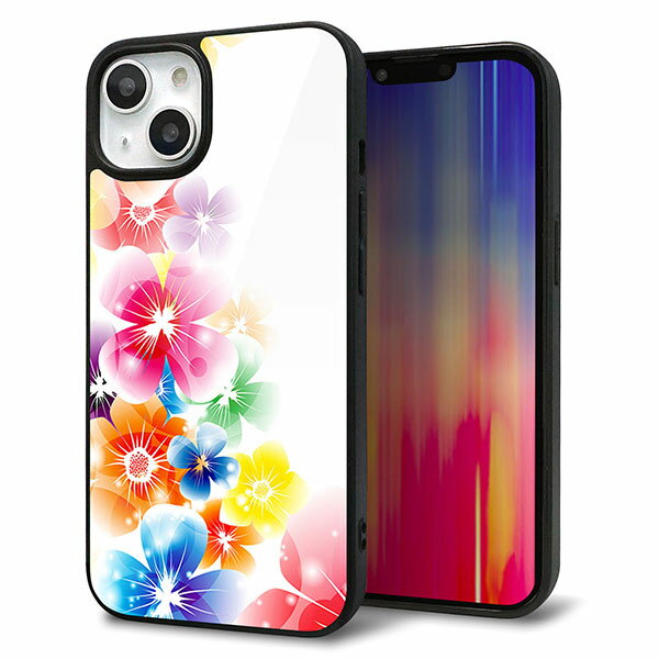 乐天商城 - iPhone13 ケース カバー 背面 ガラス TPU デザイン ガラプリ 【1209 光と花】 印刷 光沢 MMLM