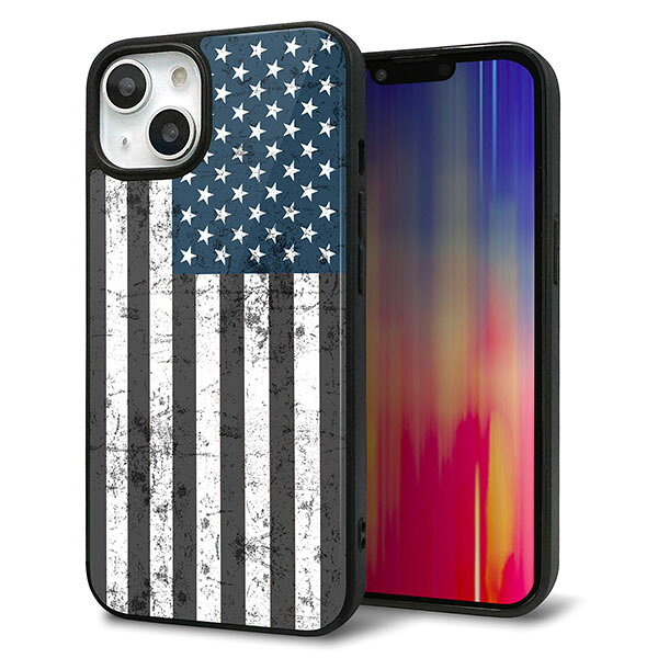 乐天商城 - iPhone13 ケース カバー 背面 ガラス TPU デザイン ガラプリ 【EK864 アメリカンフラッグ ビンテージ】 印刷 光沢 MMLM