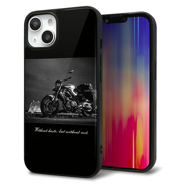 乐天商城 - iPhone13 ケース カバー 背面 ガラス TPU デザイン ガラプリ 【KM879 バイク】 印刷 光沢 MMLM