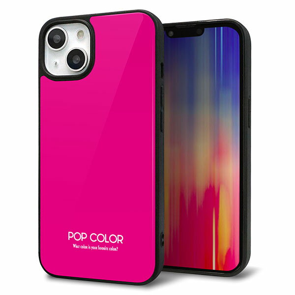 Rakuten - iPhone13 ケース カバー 背面 ガラス TPU デザイン ガラプリ 【KM910 ポップカラー(ピンク)】 印刷 光沢 MMLM