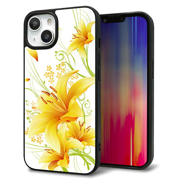 乐天商城 - iPhone13 ケース カバー 背面 ガラス TPU デザイン ガラプリ 【SC852 ユリ イエロー】 印刷 光沢 MMLM