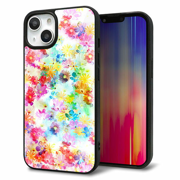 Rakuten - iPhone13 ケース カバー 背面 ガラス TPU デザイン ガラプリ 【SC876 リバティプリント プレスドフラワー ホワイト】 印刷 光沢 MMLM