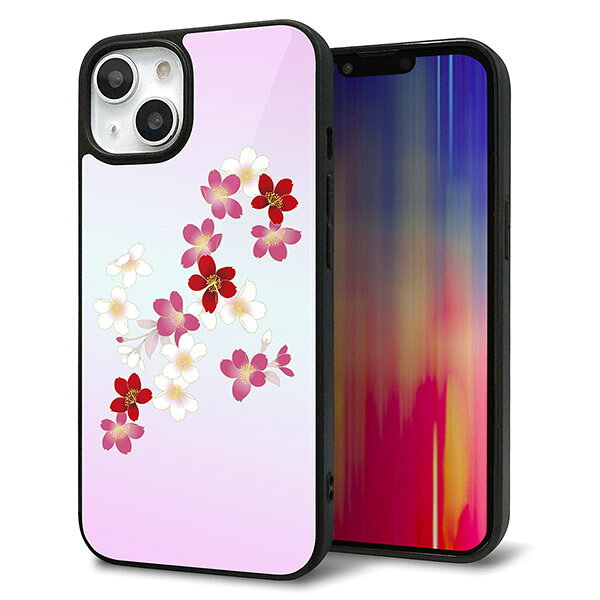 Rakuten - iPhone13 ケース カバー 背面 ガラス TPU デザイン ガラプリ 【YJ320 桜 和】 印刷 光沢 MMLM