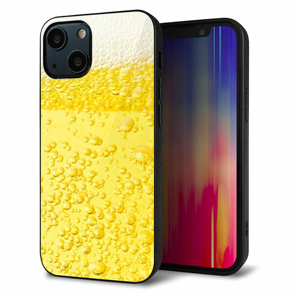 乐天商城 - iPhone13 mini ケース カバー 背面 ガラス TPU デザイン ガラプリ 【450 生ビール】 印刷 光沢 MMLM