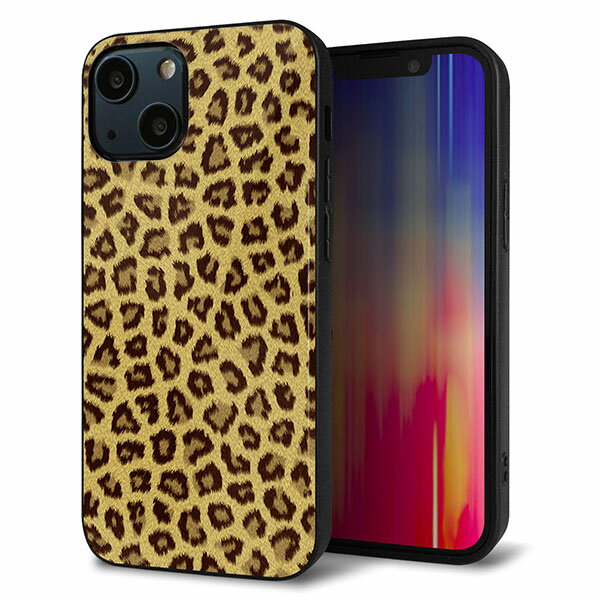 乐天商城 - iPhone13 mini ケース カバー 背面 ガラス TPU デザイン ガラプリ 【1065 ヒョウ柄ベーシックSゴールド】 印刷 光沢 MMLM