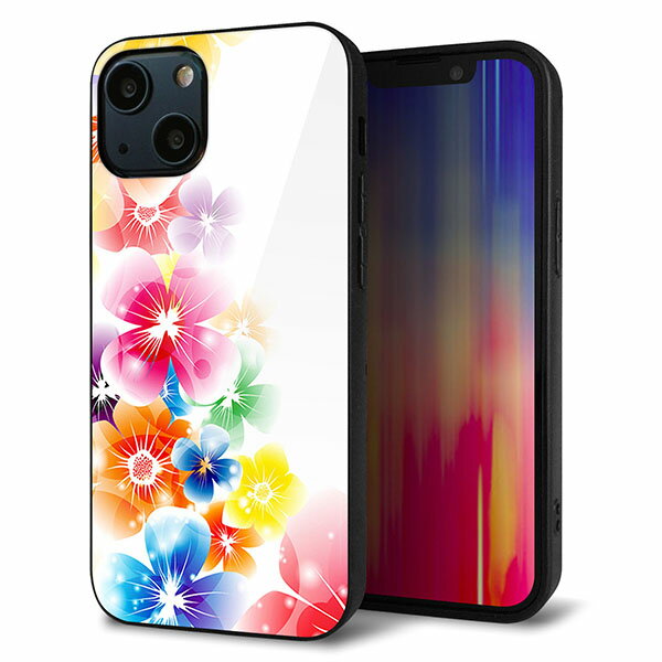 Rakuten - iPhone13 mini ケース カバー 背面 ガラス TPU デザイン ガラプリ 【1209 光と花】 印刷 光沢 MMLM