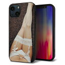 iPhone13 mini ケース カバー 背面 ガラス TPU デザイン ガラプリ 【KM888 ストッキング】 印刷 光沢 MMLM