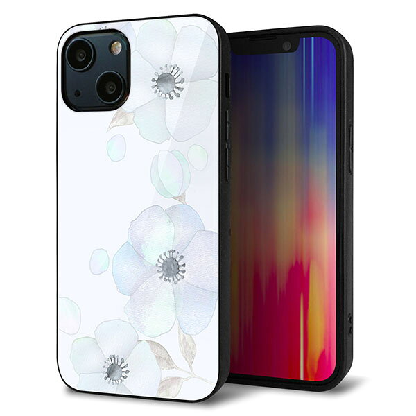 Rakuten - iPhone13 mini ケース カバー 背面 ガラス TPU デザイン ガラプリ 【SC951 ドゥ・フルール(エンジェルブルー)】 印刷 光沢 MMLM