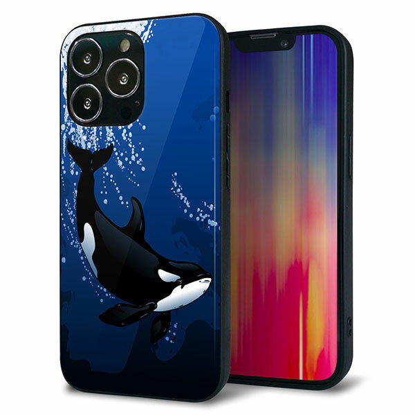 乐天商城 - iPhone13 Pro ケース カバー 背面 ガラス TPU デザイン ガラプリ 【423 シャチ】 印刷 光沢 MMLM