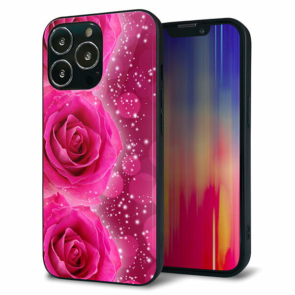 乐天商城 - iPhone13 Pro ケース カバー 背面 ガラス TPU デザイン ガラプリ 【VA815 3連のバラ】 印刷 光沢 MMLM