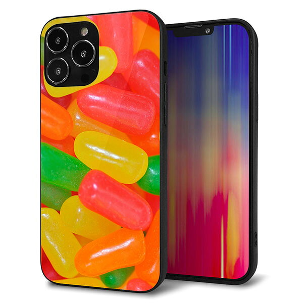 Rakuten - iPhone13 Pro Max ケース カバー 背面 ガラス TPU デザイン ガラプリ 【449 ジェリービーンズ】 印刷 光沢 MMLM