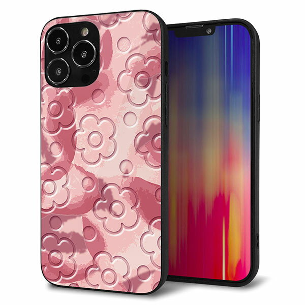 乐天商城 - iPhone13 Pro Max ケース カバー 背面 ガラス TPU デザイン ガラプリ 【SC846 フラワーヴェルニ花ピンク】 印刷 光沢 MMLM