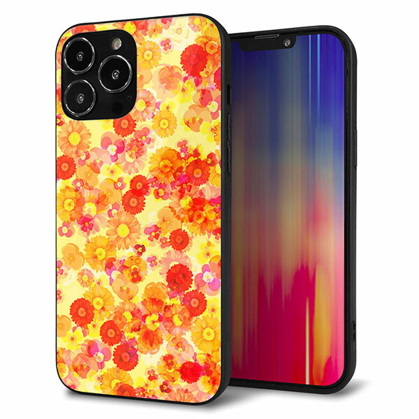 Rakuten - iPhone13 Pro Max ケース カバー 背面 ガラス TPU デザイン ガラプリ 【SC867 リバティプリント フルールドパルファン イエロー】 印刷 光沢 MMLM