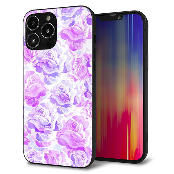 乐天商城 - iPhone13 Pro Max ケース カバー 背面 ガラス TPU デザイン ガラプリ 【SC929 ローズ パープル】 印刷 光沢 MMLM