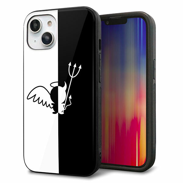 乐天商城 - iPhone14 ケース カバー 背面 ガラス TPU デザイン ガラプリ 【027 ハーフデビット】 印刷 光沢 MMLM