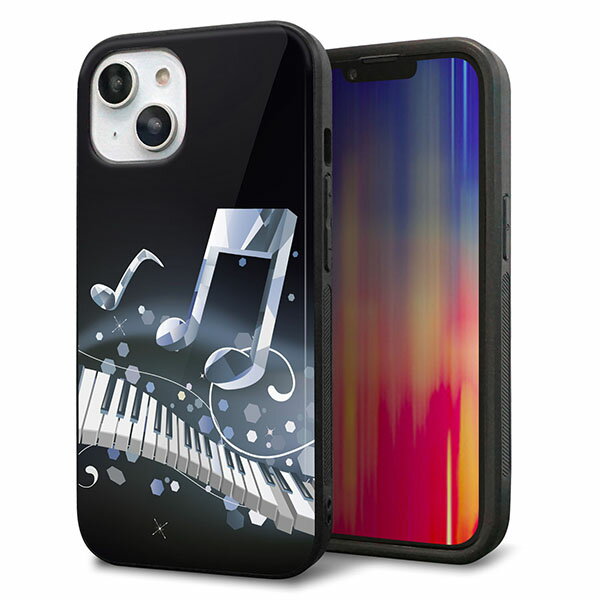 乐天商城 - iPhone14 ケース カバー 背面 ガラス TPU デザイン ガラプリ 【575 鍵盤に踊る音】 印刷 光沢 MMLM