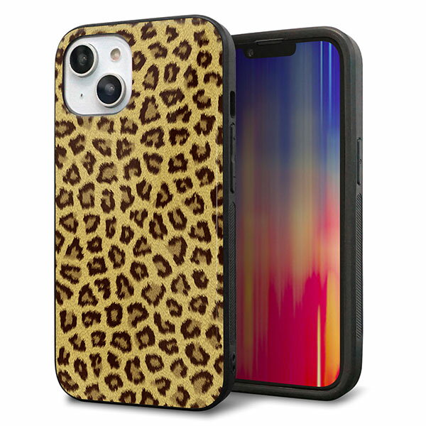 乐天商城 - iPhone14 ケース カバー 背面 ガラス TPU デザイン ガラプリ 【1065 ヒョウ柄ベーシックSゴールド】 印刷 光沢 MMLM