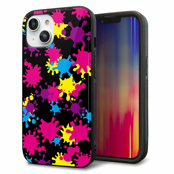 乐天商城 - iPhone14 ケース カバー 背面 ガラス TPU デザイン ガラプリ 【MA877 ペイントブラック】 印刷 光沢 MMLM