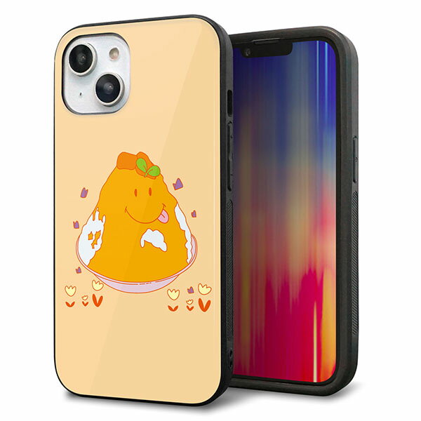 iPhone14 ケース カバー 背面 ガラス TPU デザイン ガラプリ 【MA904 台湾風かき氷】 印刷 光沢 MMLM