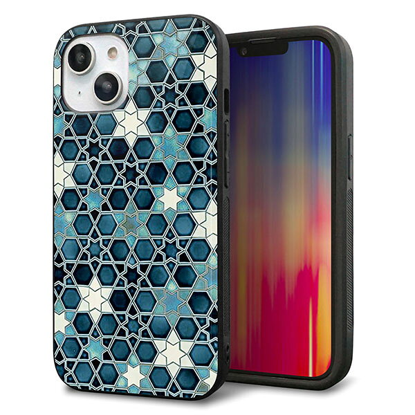 Rakuten - iPhone14 ケース カバー 背面 ガラス TPU デザイン ガラプリ 【MA955 パターン柄 C】 印刷 光沢 MMLM