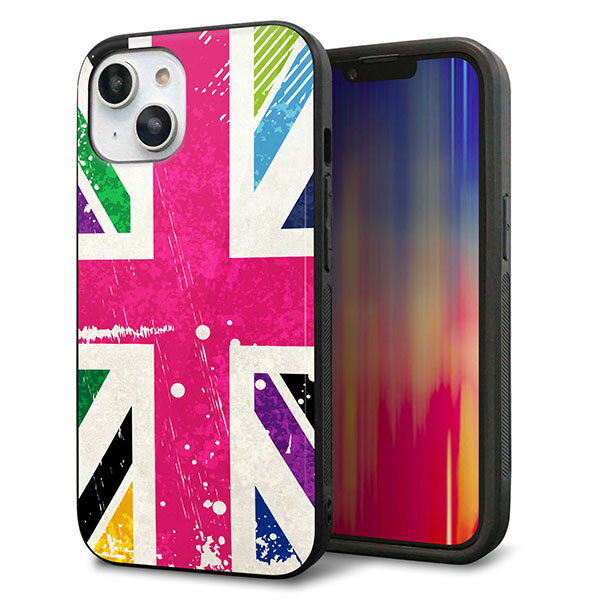 Rakuten - iPhone14 ケース カバー 背面 ガラス TPU デザイン ガラプリ 【SC806 ユニオンジャック ピンクビンテージ】 印刷 光沢 MMLM