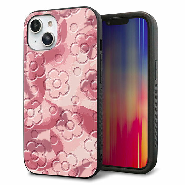 Rakuten - iPhone14 ケース カバー 背面 ガラス TPU デザイン ガラプリ 【SC846 フラワーヴェルニ花ピンク】 印刷 光沢 MMLM