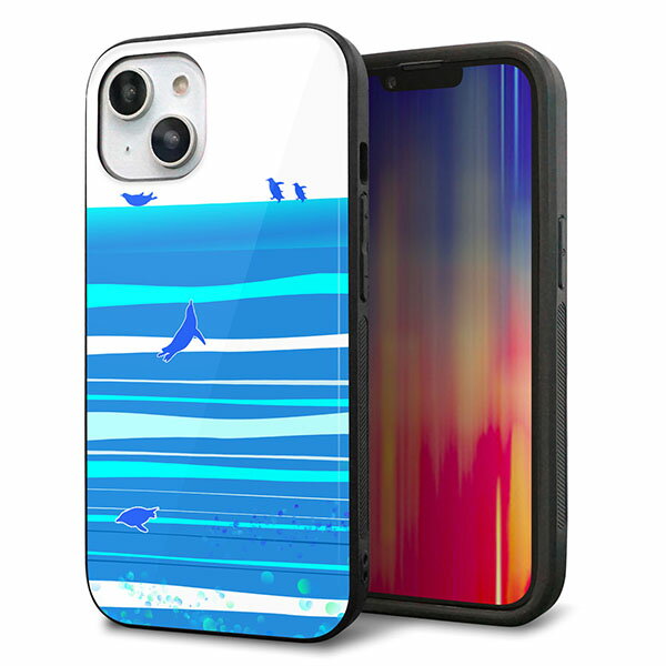 Rakuten - iPhone14 ケース カバー 背面 ガラス TPU デザイン ガラプリ 【YB920 ペンギン01】 印刷 光沢 MMLM