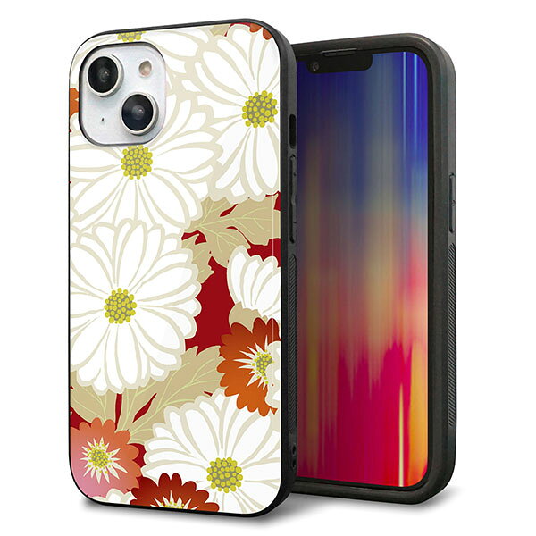乐天商城 - iPhone14 ケース カバー 背面 ガラス TPU デザイン ガラプリ 【YJ322 和柄 菊】 印刷 光沢 MMLM