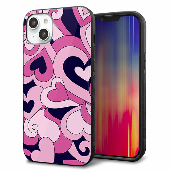 乐天商城 - iPhone14 Plus ケース カバー 背面 ガラス TPU デザイン ガラプリ 【223 ハートの調べ】 印刷 光沢 MMLM