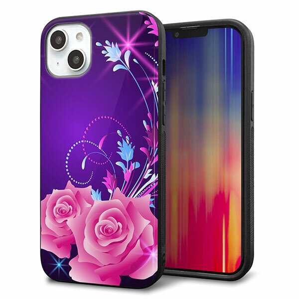Rakuten - iPhone14 Plus ケース カバー 背面 ガラス TPU デザイン ガラプリ 【1177 紫色の夜】 印刷 光沢 MMLM
