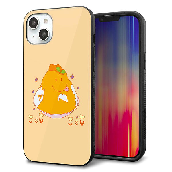 iPhone14 Plus ケース カバー 背面 ガラス TPU デザイン ガラプリ 【MA904 台湾風かき氷】 印刷 光沢 MMLM