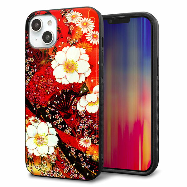 乐天商城 - iPhone14 Plus ケース カバー 背面 ガラス TPU デザイン ガラプリ 【MA960 和柄 花 B】 印刷 光沢 MMLM