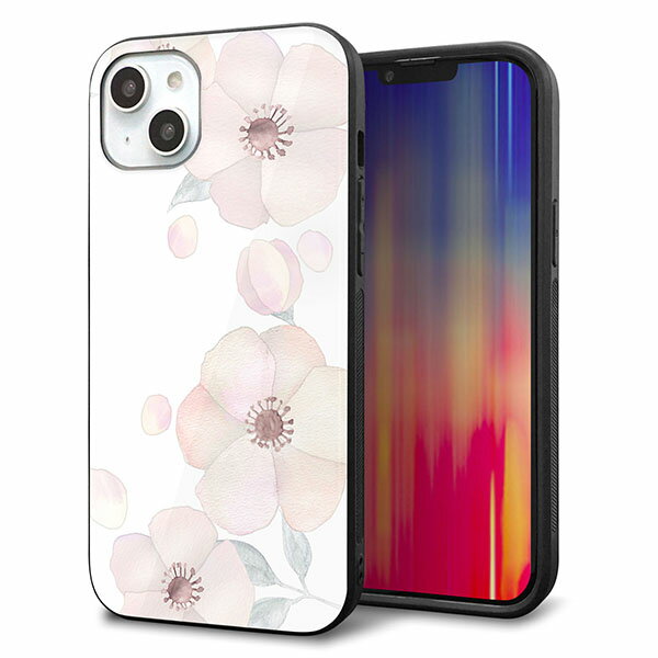 乐天商城 - iPhone14 Plus ケース カバー 背面 ガラス TPU デザイン ガラプリ 【SC948 ドゥ・フルール(ホワイト)】 印刷 光沢 MMLM