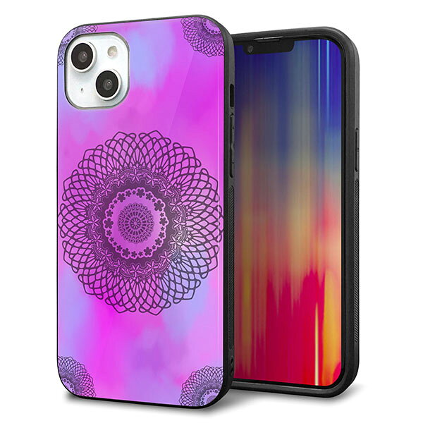 乐天商城 - iPhone14 Plus ケース カバー 背面 ガラス TPU デザイン ガラプリ 【YJ344 レース】 印刷 光沢 MMLM