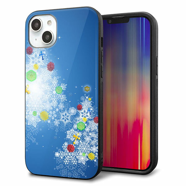 Rakuten - iPhone14 Plus ケース カバー 背面 ガラス TPU デザイン ガラプリ 【YJ347 クリスマスツリー】 印刷 光沢 MMLM
