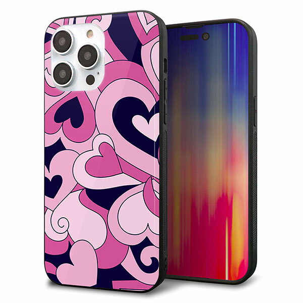 Rakuten - iPhone14 Pro Max ケース カバー 背面 ガラス TPU デザイン ガラプリ 【223 ハートの調べ】 印刷 光沢 MMLM
