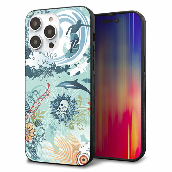 Rakuten - iPhone14 Pro Max ケース カバー 背面 ガラス TPU デザイン ガラプリ 【431 ハワイ】 印刷 光沢 MMLM