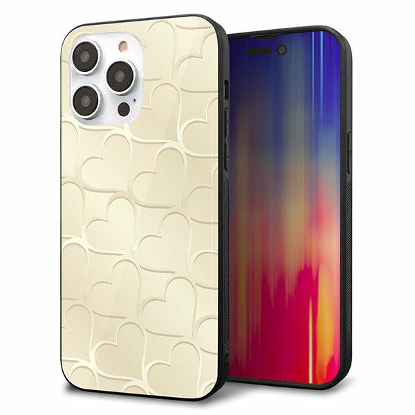 乐天商城 - iPhone14 Pro Max ケース カバー 背面 ガラス TPU デザイン ガラプリ 【630 かくれハート】 印刷 光沢 MMLM