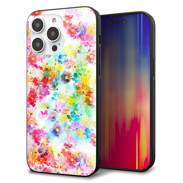 乐天商城 - iPhone14 Pro Max ケース カバー 背面 ガラス TPU デザイン ガラプリ 【SC876 リバティプリント プレスドフラワー ホワイト】 印刷 光沢 MMLM