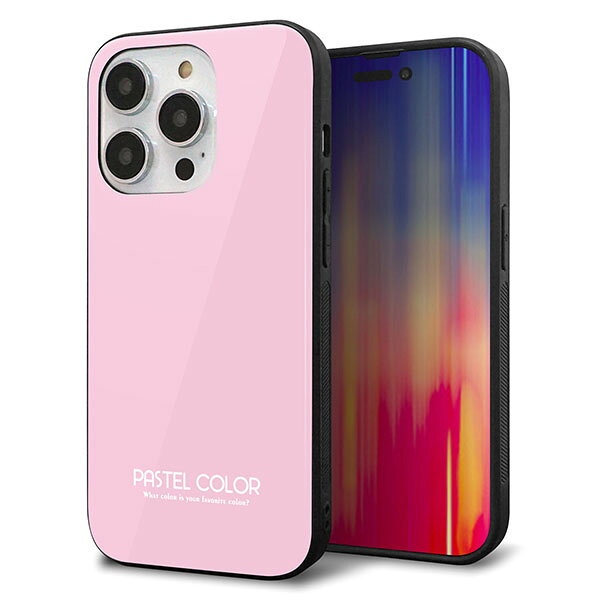 Rakuten - iPhone14 Pro ケース カバー 背面 ガラス TPU デザイン ガラプリ 【KM903 パステルカラー(パステルローズピンク)】 印刷 光沢 MMLM