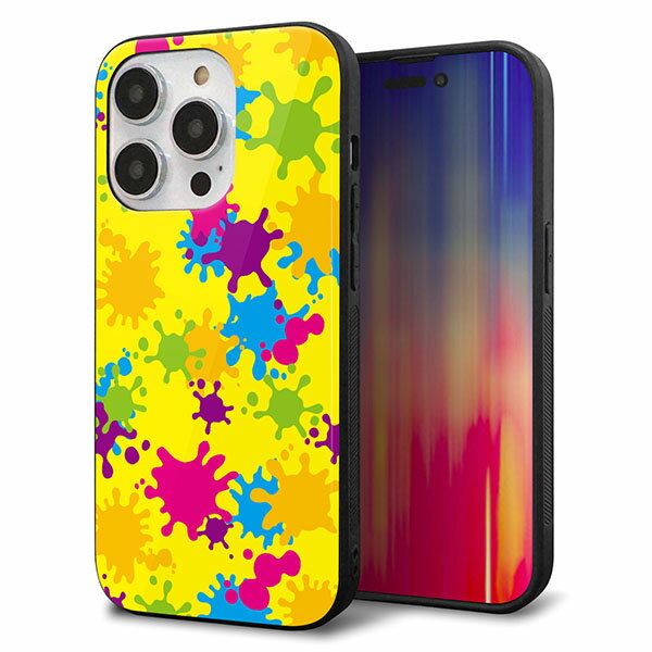 乐天商城 - iPhone14 Pro ケース カバー 背面 ガラス TPU デザイン ガラプリ 【MA879 ペイントイエロー】 印刷 光沢 MMLM