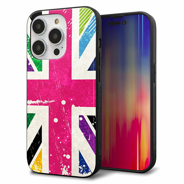 乐天商城 - iPhone14 Pro ケース カバー 背面 ガラス TPU デザイン ガラプリ 【SC806 ユニオンジャック ピンクビンテージ】 印刷 光沢 MMLM