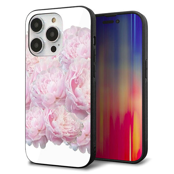 Rakuten - iPhone14 Pro ケース カバー 背面 ガラス TPU デザイン ガラプリ 【YI885 フラワー6】 印刷 光沢 MMLM