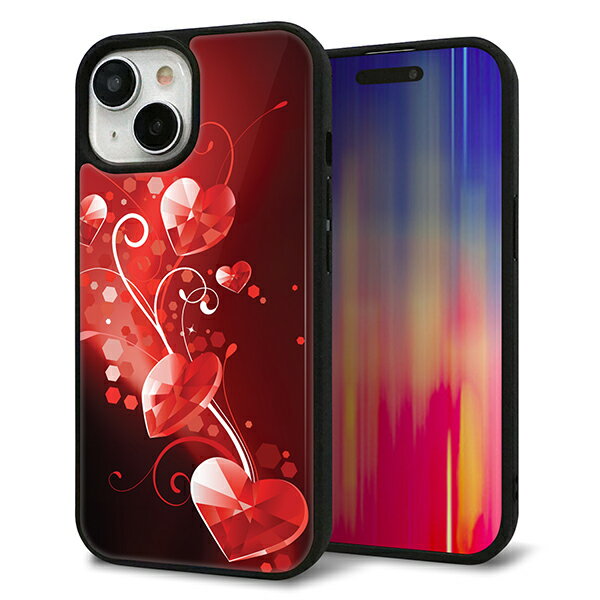 乐天商城 - iPhone15 ケース カバー 背面 ガラス TPU デザイン ガラプリ 【385 クリスタルな恋】 印刷 光沢 MMLM