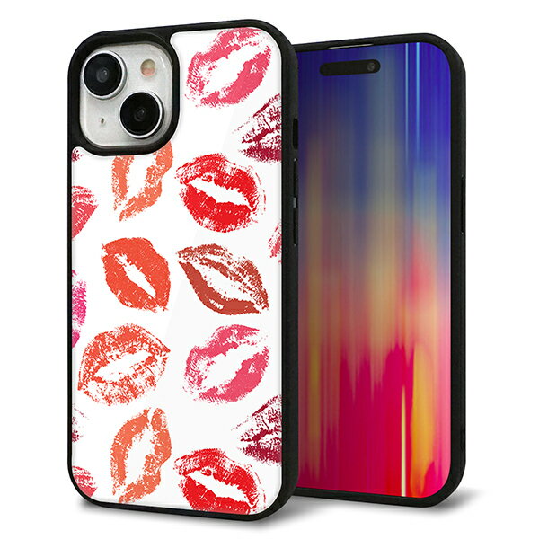 乐天商城 - iPhone15 ケース カバー 背面 ガラス TPU デザイン ガラプリ 【734 キスkissキス】 印刷 光沢 MMLM