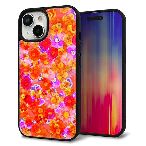 Rakuten - iPhone15 ケース カバー 背面 ガラス TPU デザイン ガラプリ 【SC871 リバティプリント フルールドパルファン レッド】 印刷 光沢 MMLM
